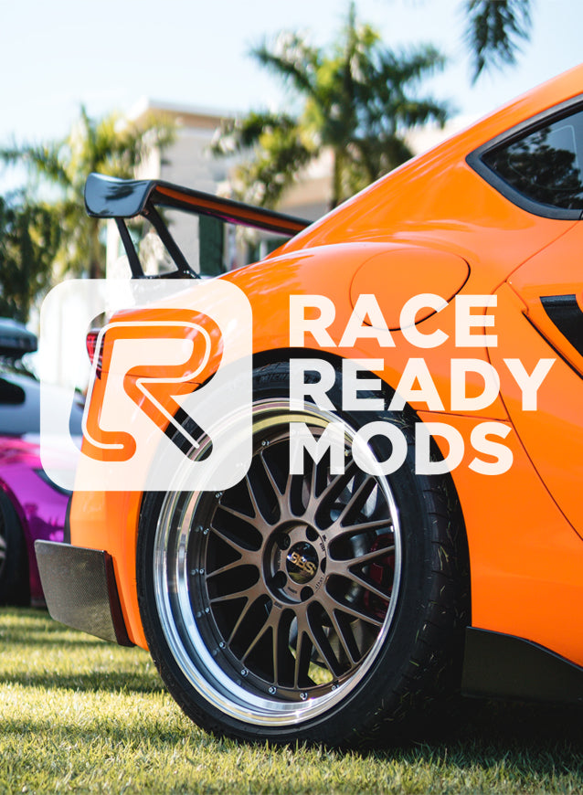 Picture of Orange Supra #2, with Race Ready Mods Logo overlay